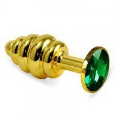 LOVETOY Spiral Золотая втулка с зеленым кристаллом