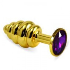 LOVETOY Spiral Золотая втулка с фиолетовым кристаллом